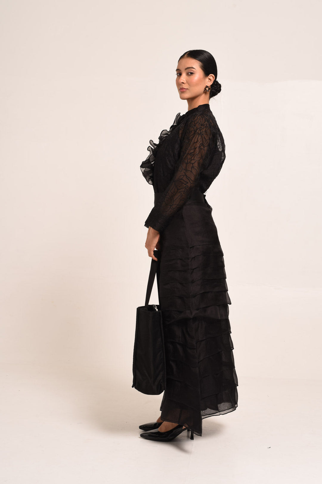 PERÚ RUFFLED SILK ORGANZA BAR BLOUSE