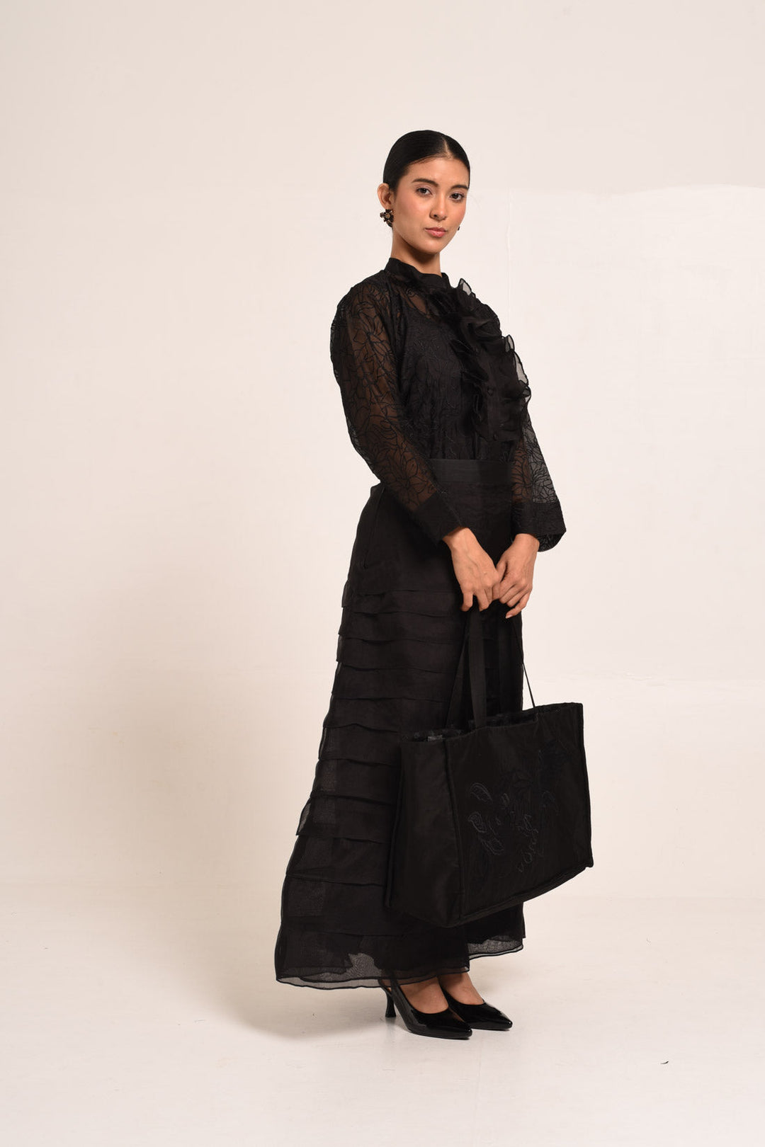 PERÚ RUFFLED SILK ORGANZA BAR BLOUSE