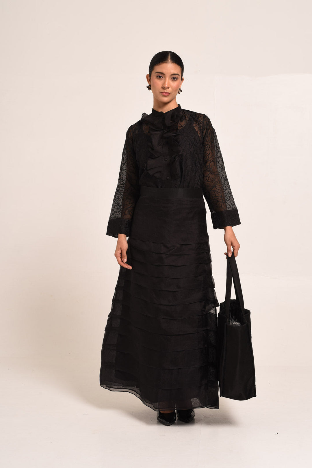 PERÚ RUFFLED SILK ORGANZA BAR BLOUSE