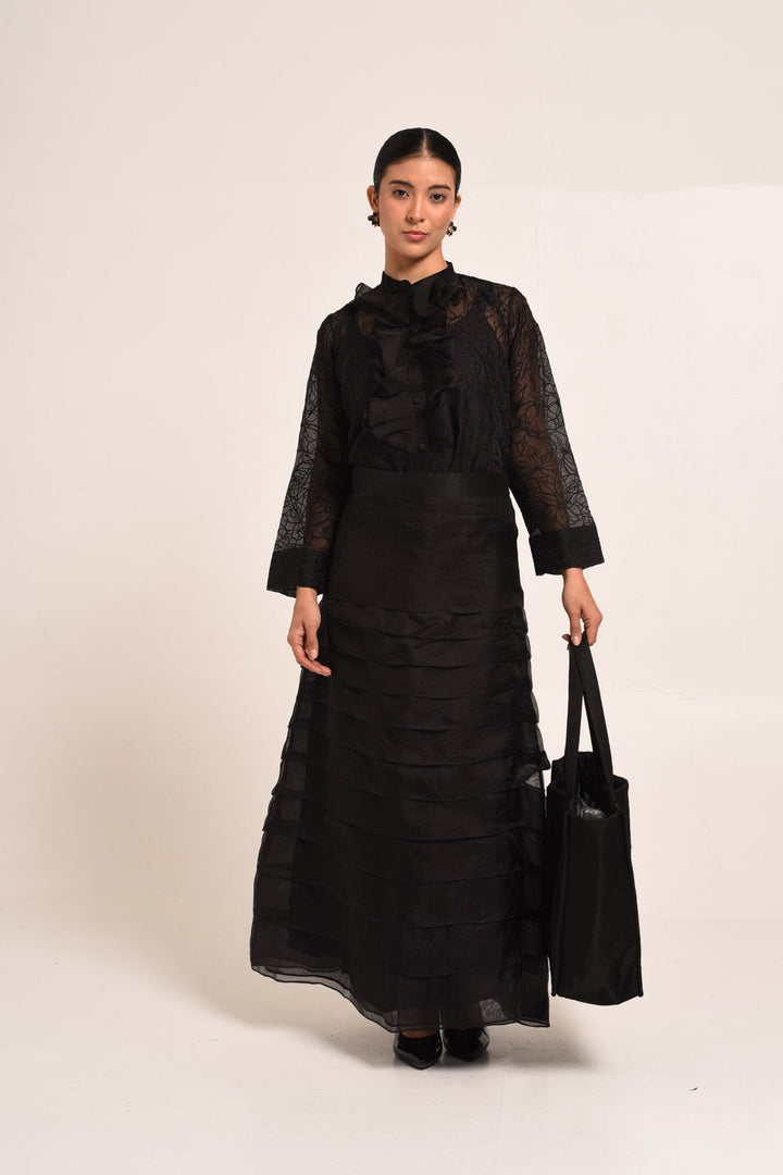 PERÚ RUFFLED SILK ORGANZA BAR BLOUSE