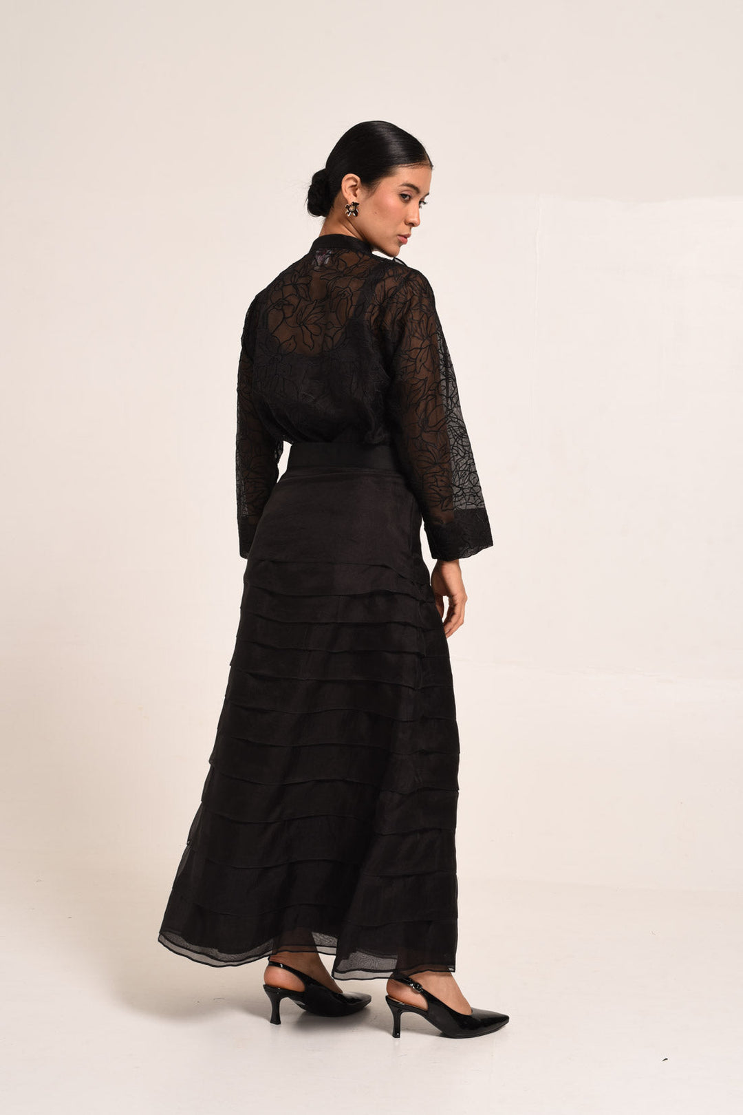 PERÚ RUFFLED SILK ORGANZA BAR BLOUSE