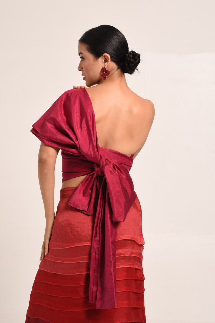 PERÚ ROSE RUFFLED ORGANZA SKIRT