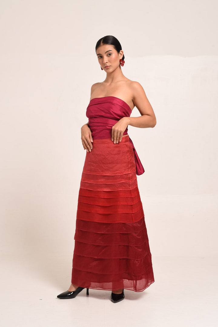 PERÚ ROSE RUFFLED ORGANZA SKIRT
