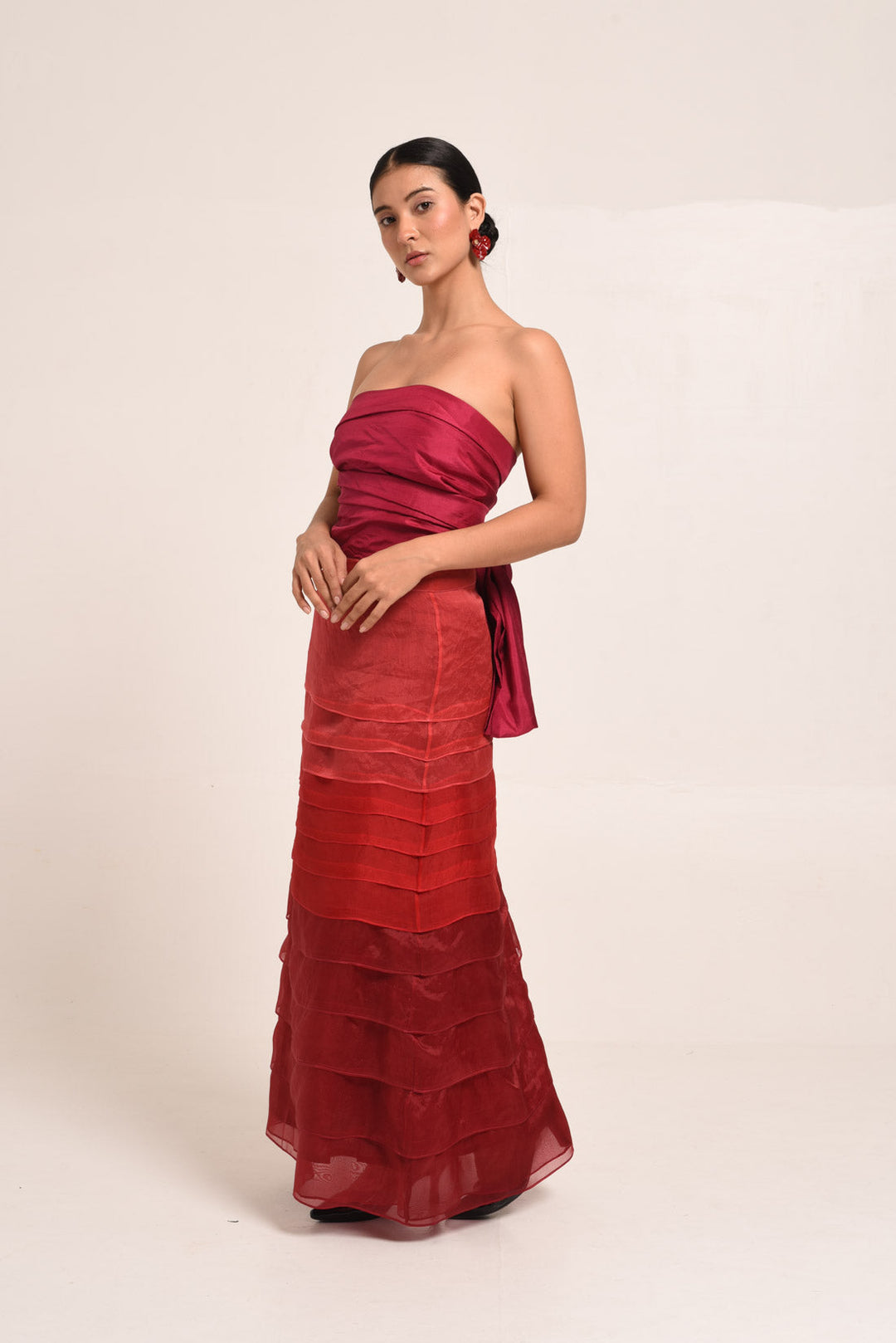 PERÚ ROSE RUFFLED ORGANZA SKIRT