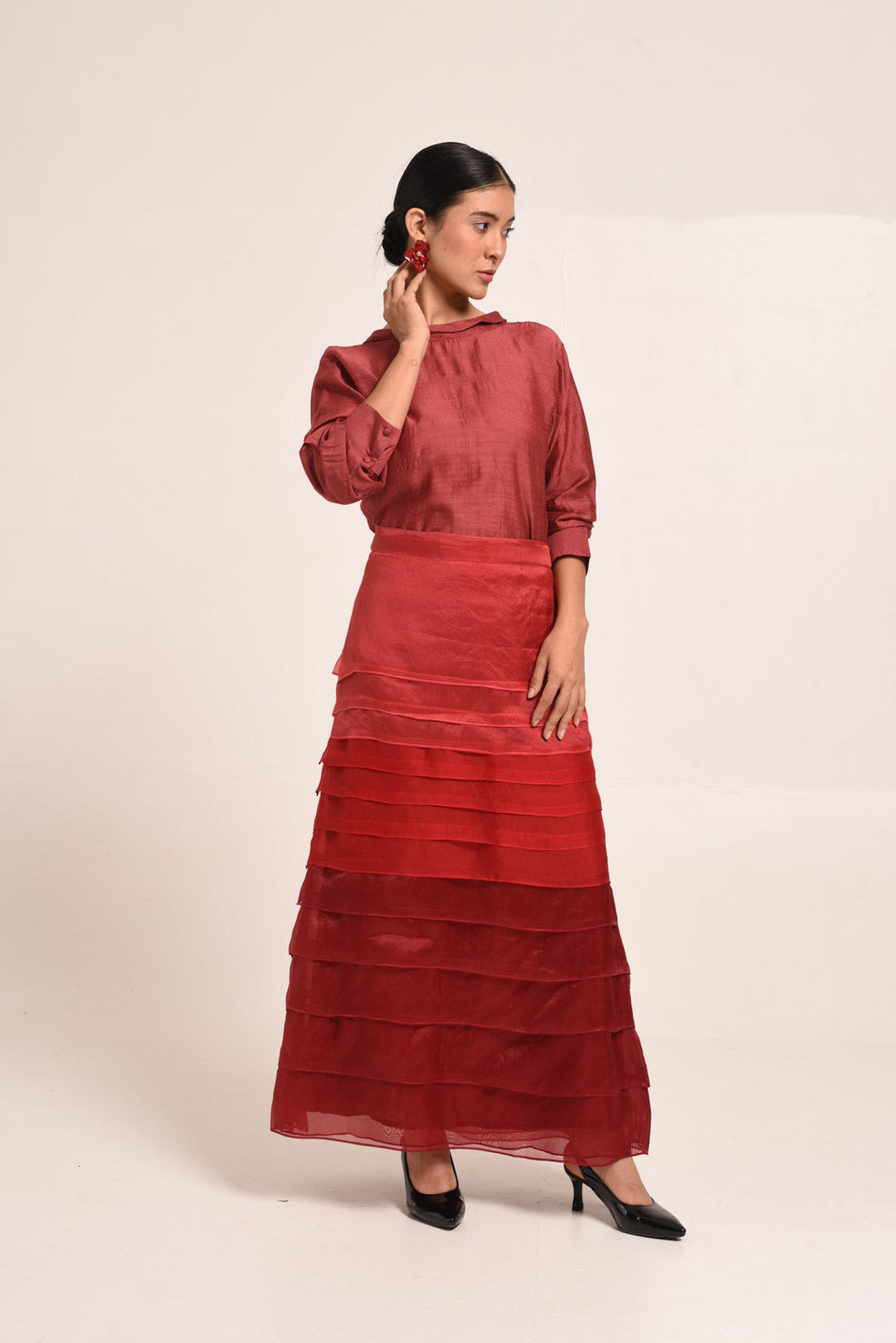 PERÚ ROSE BLOUSE WITH TIE UP DETAIL