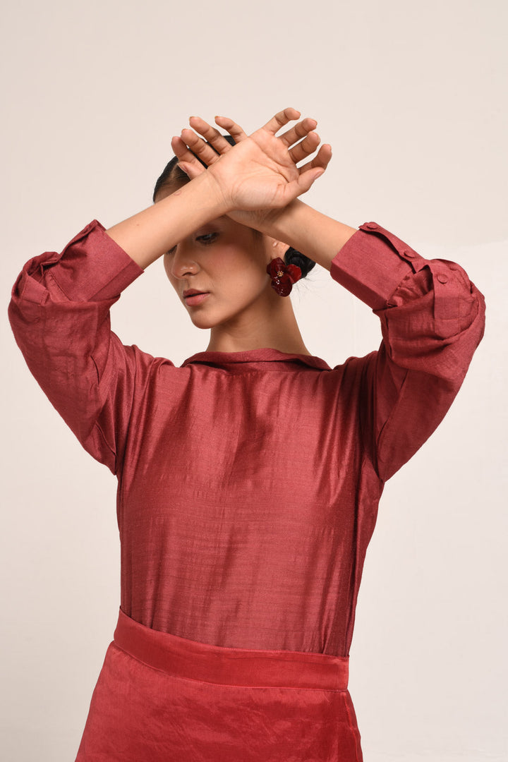 PERÚ ROSE BLOUSE WITH TIE UP DETAIL