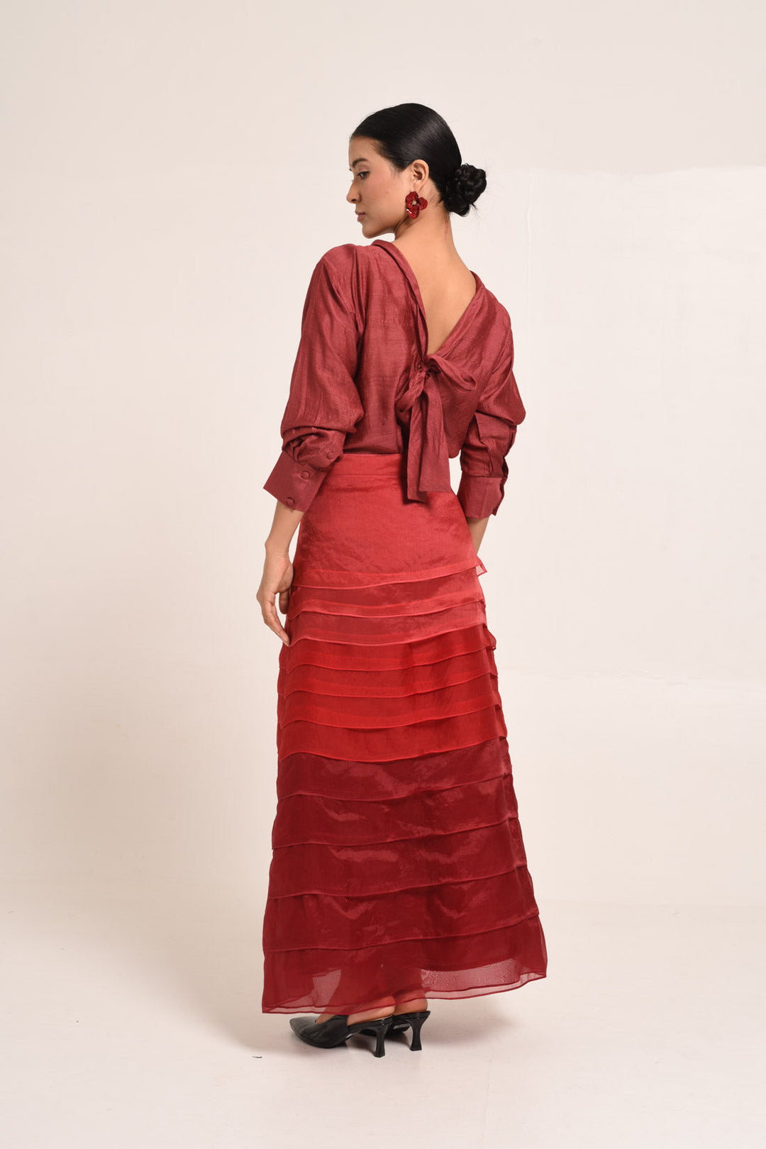 PERÚ ROSE BLOUSE WITH TIE UP DETAIL