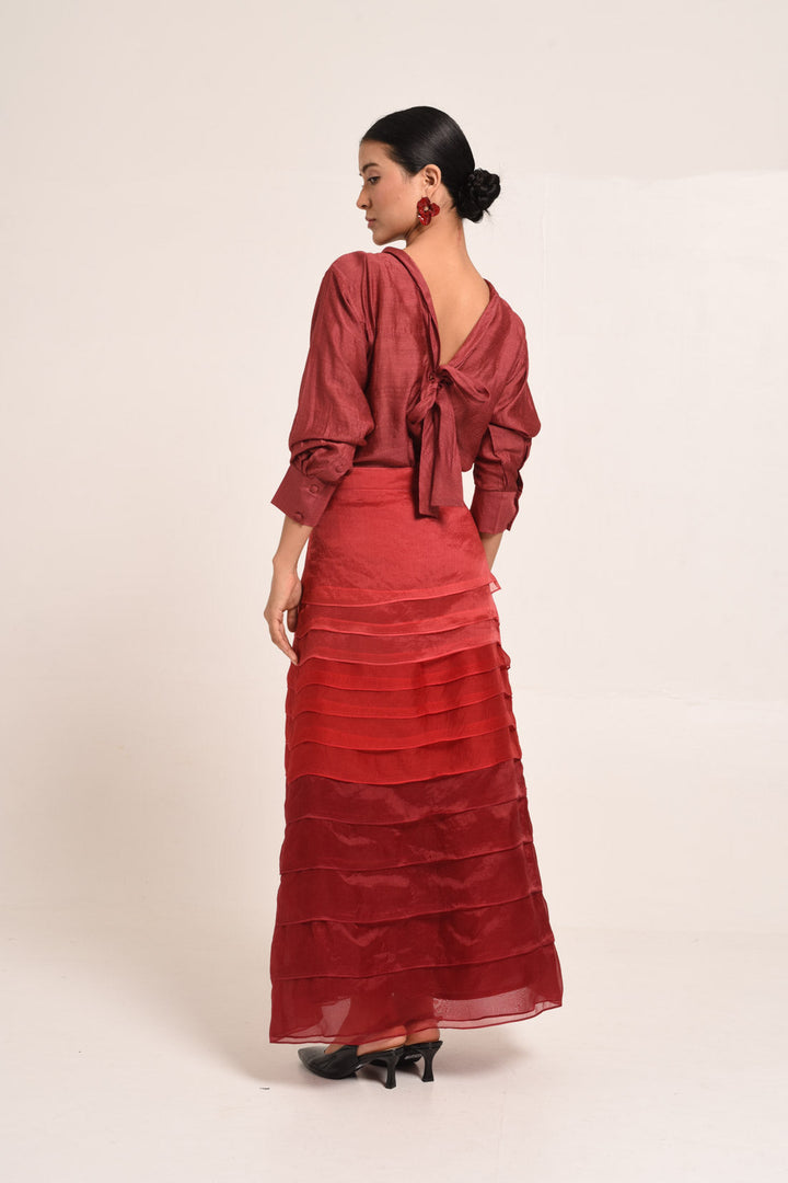 PERÚ ROSE BLOUSE WITH TIE UP DETAIL