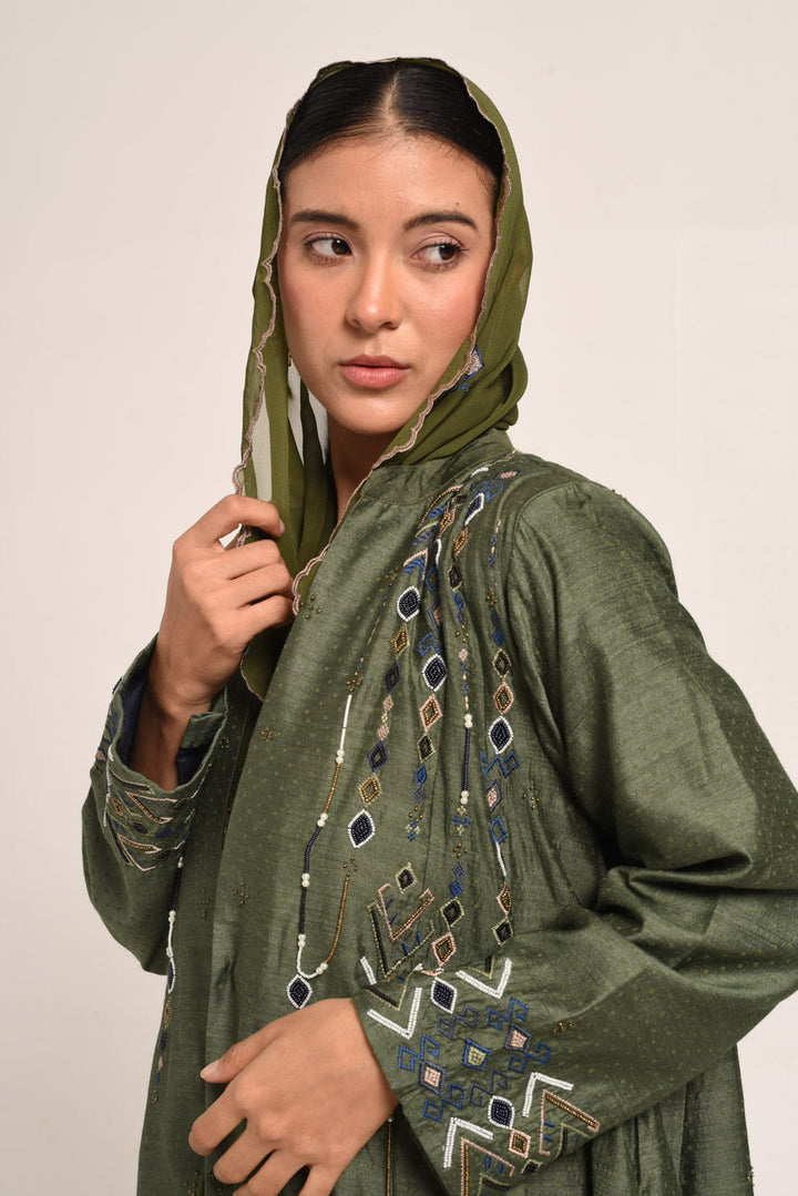 PERÚ OLIVE ABAYA SET