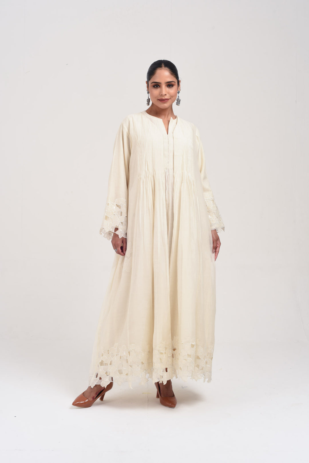 MIRAYA ABAYA AND INNER DRESS ECRU