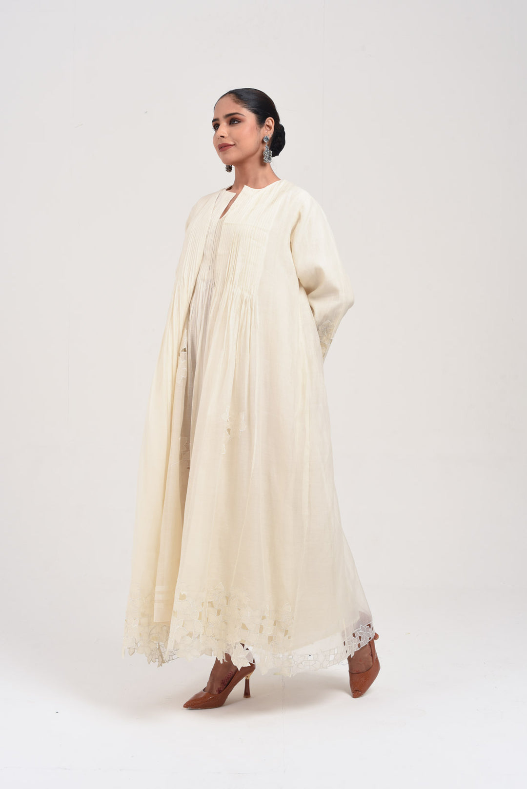 MIRAYA ABAYA AND INNER DRESS ECRU