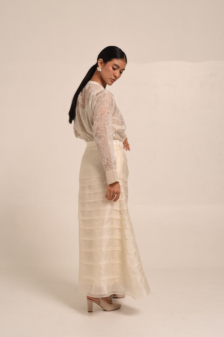 PERÚ ECRU RUFFLED ORGANZA SKIRT