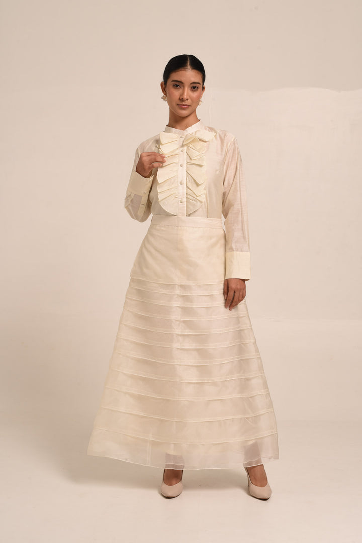 PERÚ ECRU RUFFLED ORGANZA SKIRT