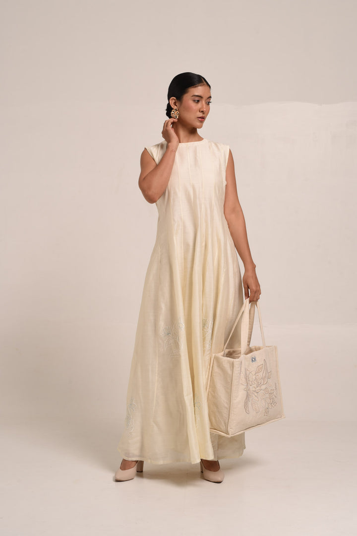 PERÚ ECRU PANELLED DRESS