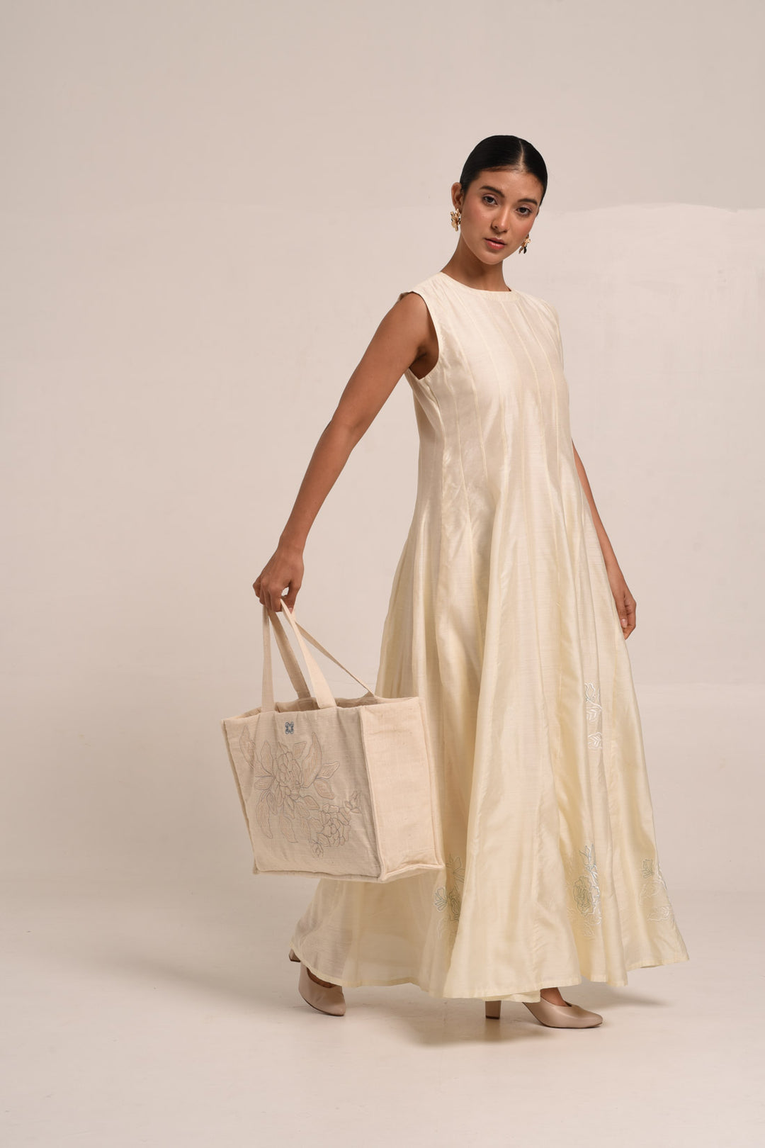 PERÚ ECRU PANELLED DRESS