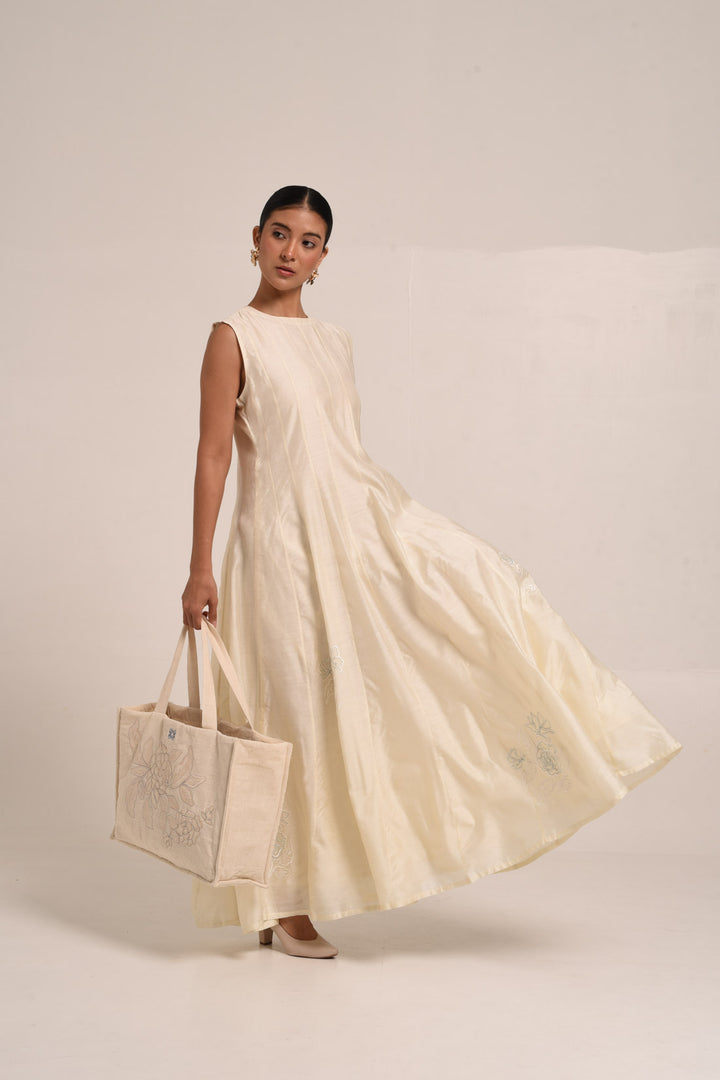 PERÚ ECRU PANELLED DRESS