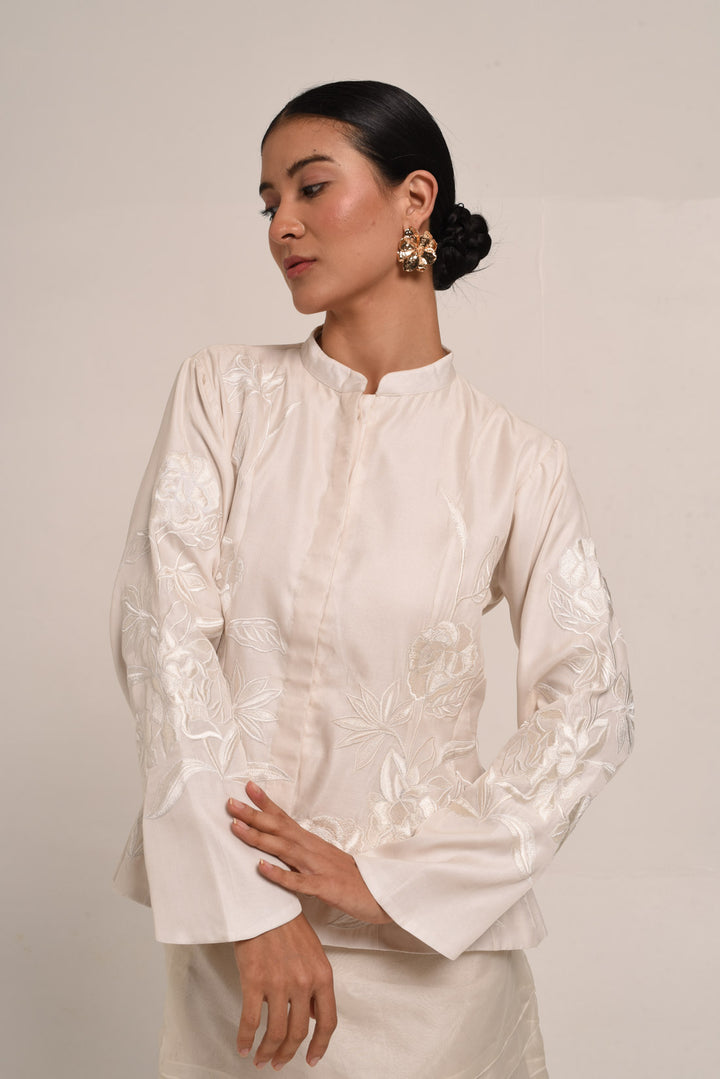 PERÚ ROSÉ  ECRU SILK JACKET