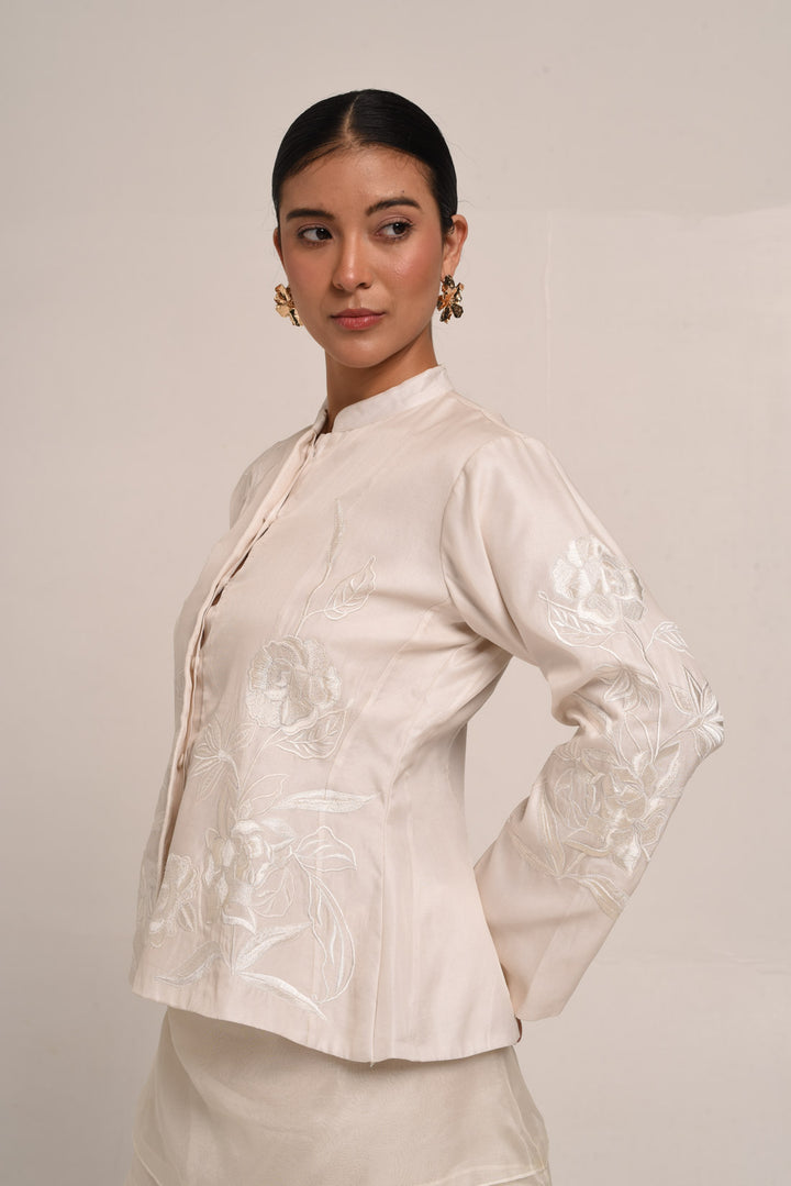 PERÚ ROSÉ  ECRU SILK JACKET