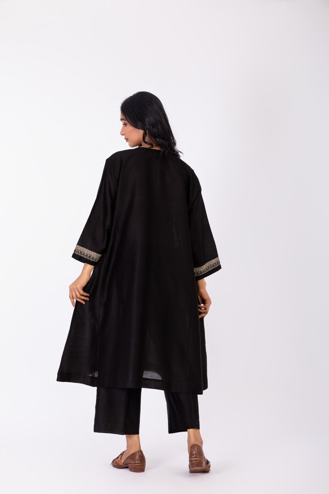 ROSETTE BLACK CHARCOAL INK GABA TUNIC SET