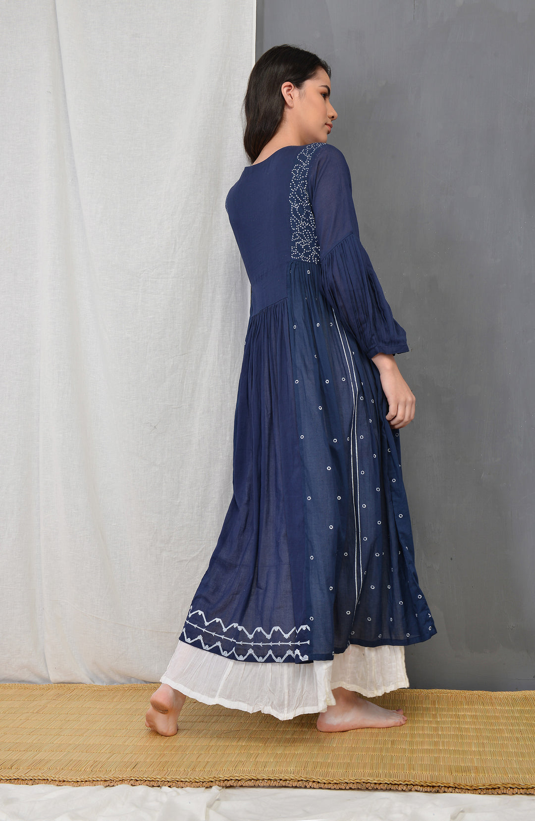 RENEE INDIGO OVERLAY PLEATED DRESS SET