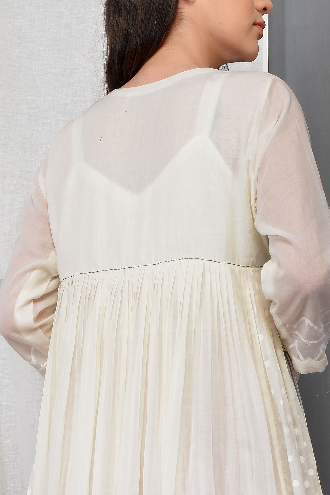 MYOHO ECRU OVERLAY PLEATED DRESS SET