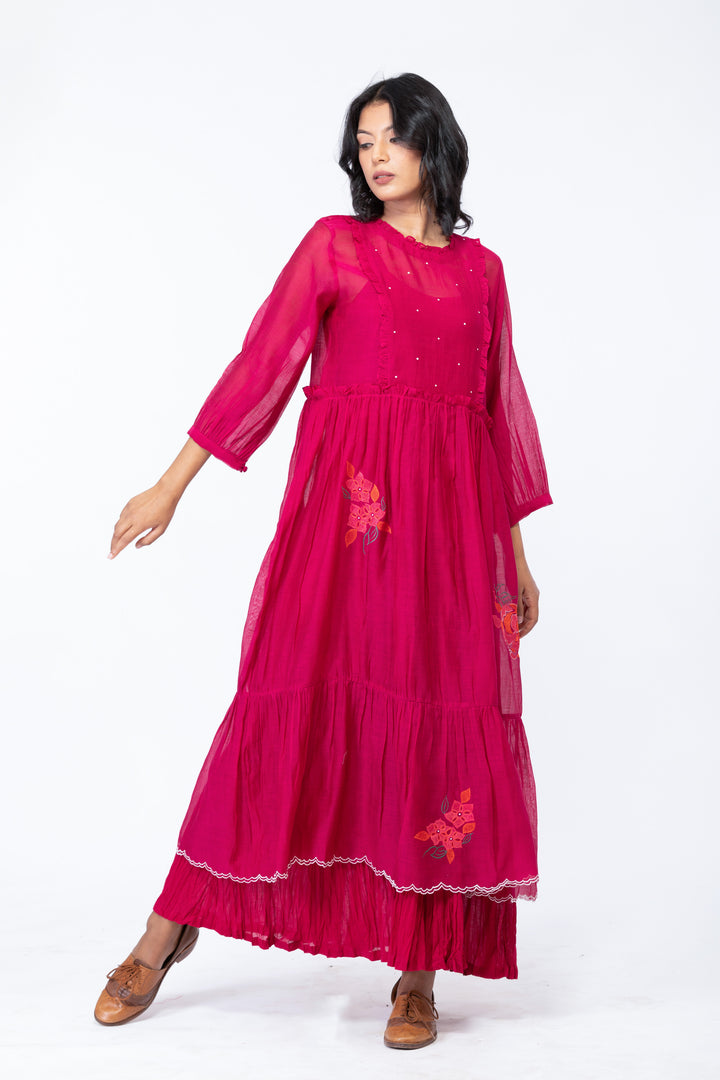 SHELLY SILK OVERLAY DRESS