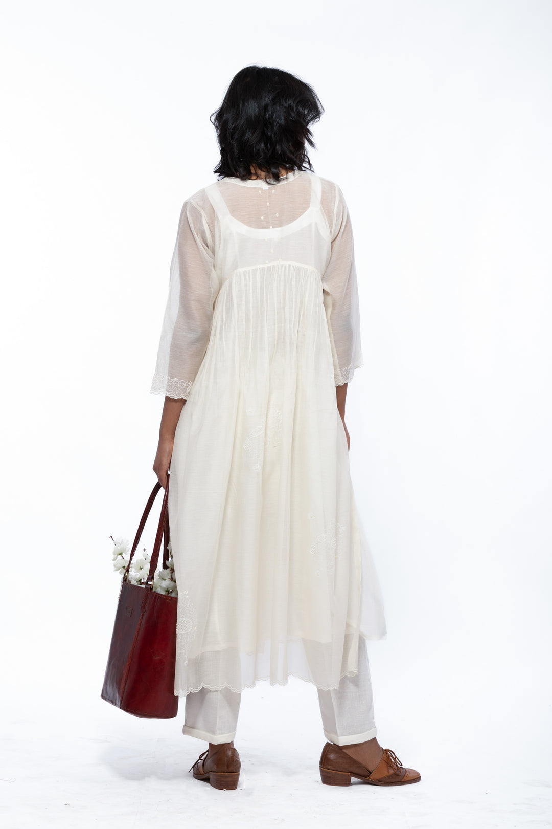 DHALIA ECRU SILK OVERLAY