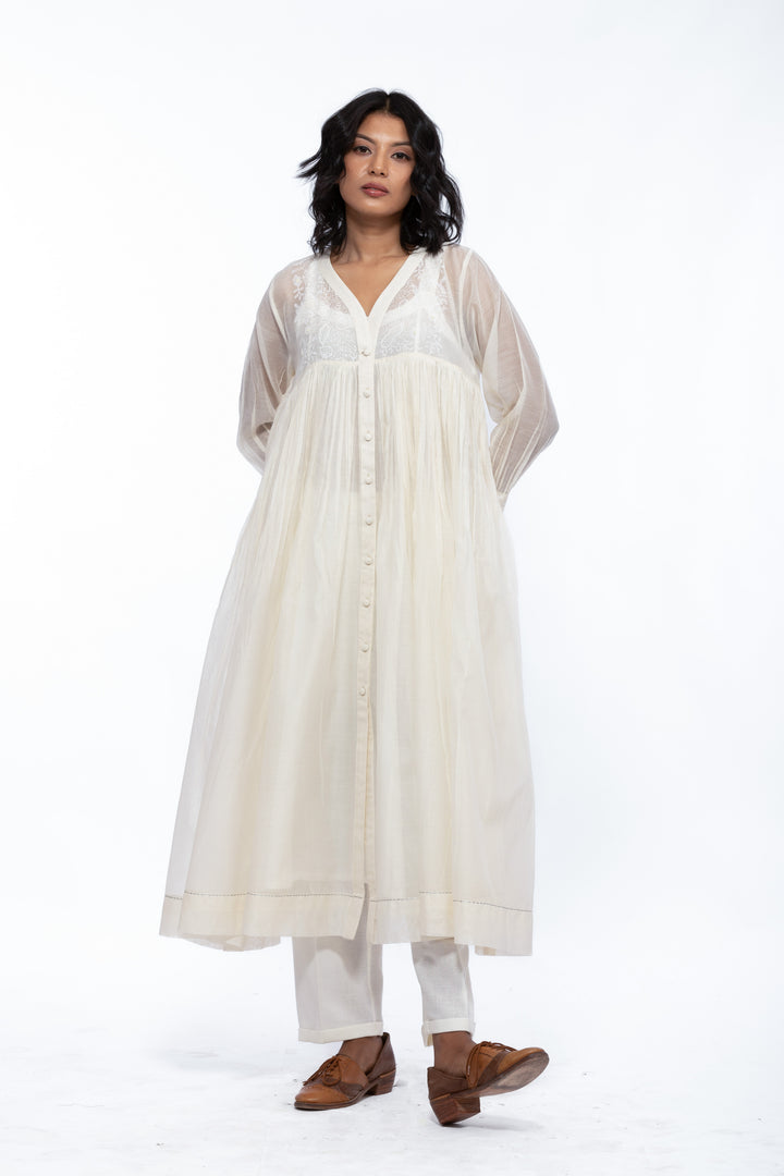 LILY ECRU SILK OVERLAY