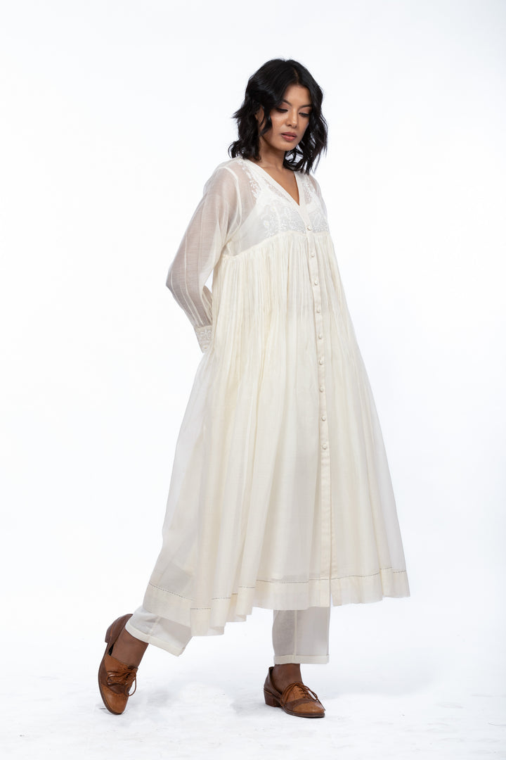LILY ECRU SILK OVERLAY