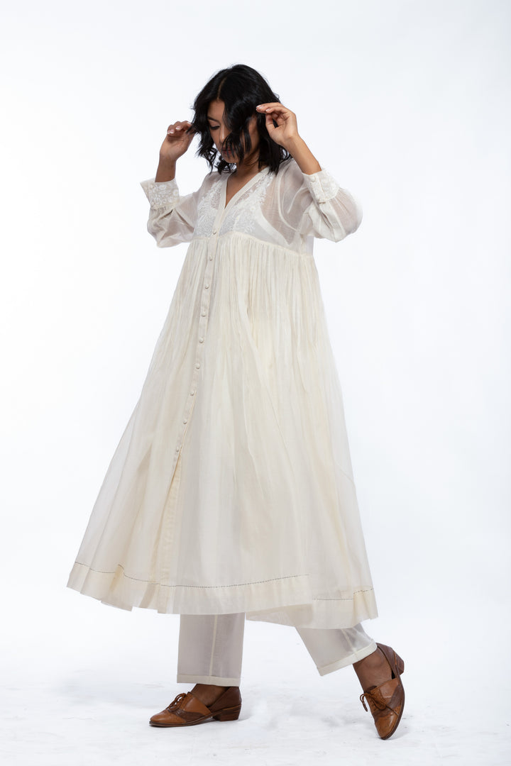 LILY ECRU SILK OVERLAY