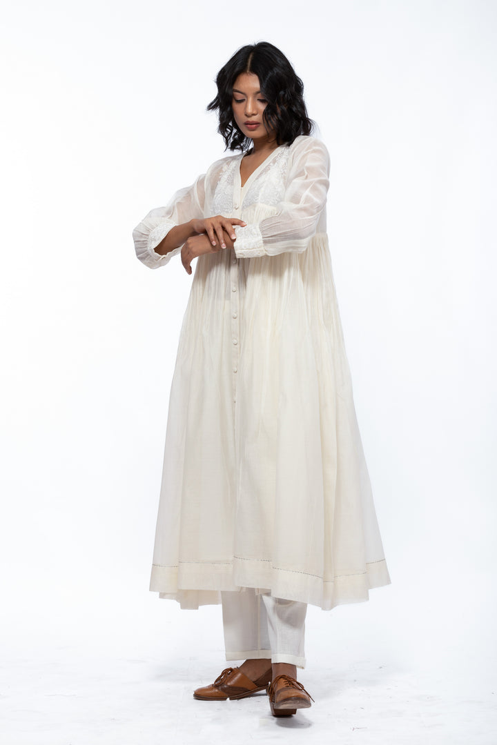 LILY ECRU SILK OVERLAY