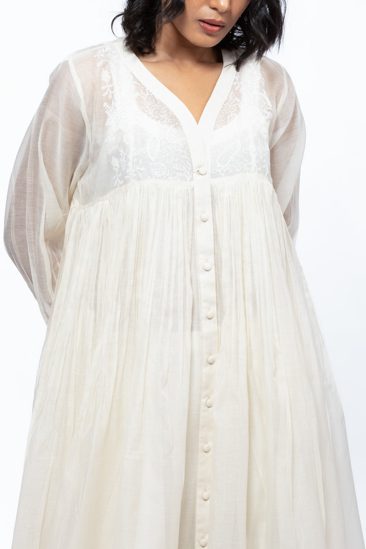 LILY ECRU SILK OVERLAY