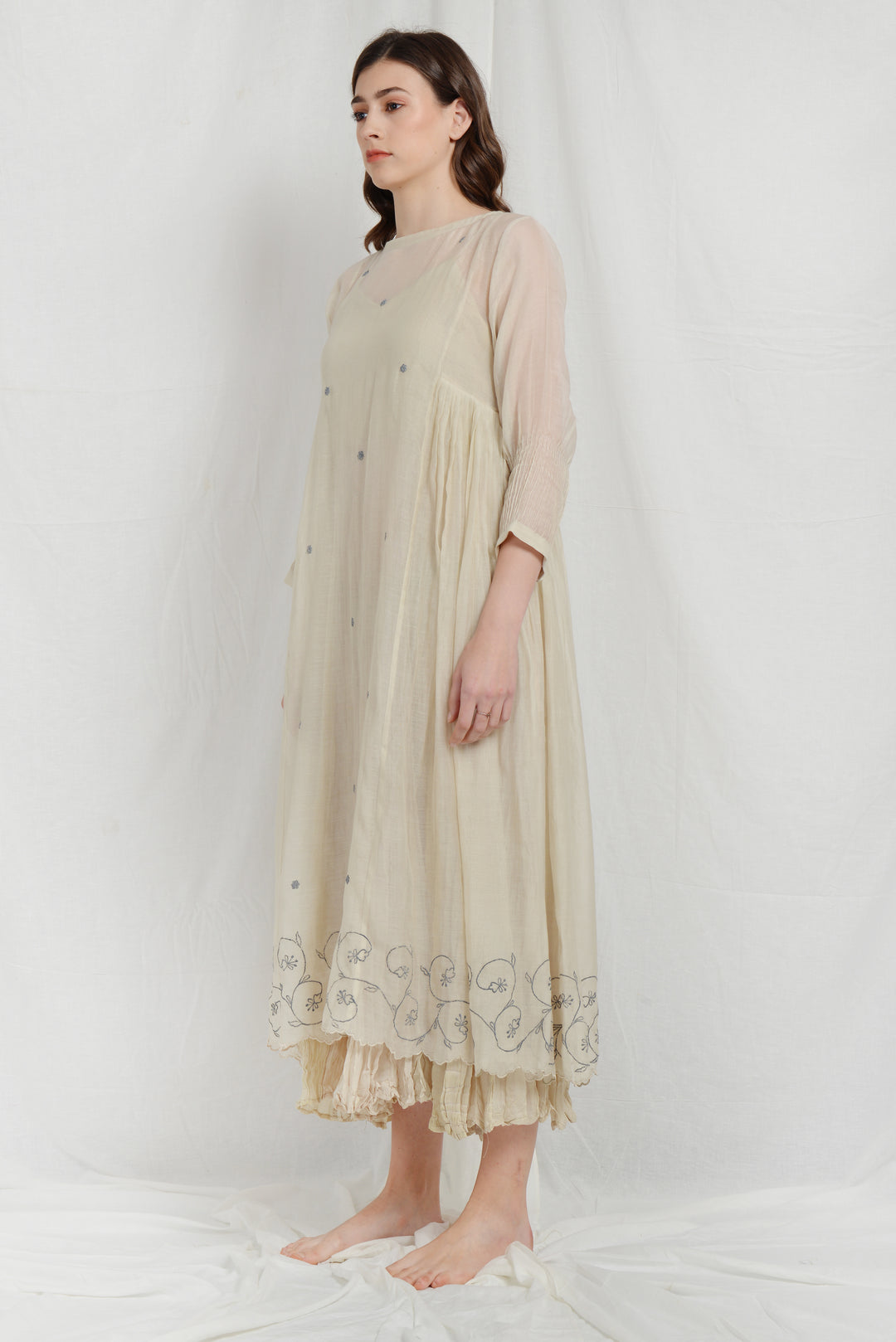 NORA  SILK PLEATED OVERLAY DRESS