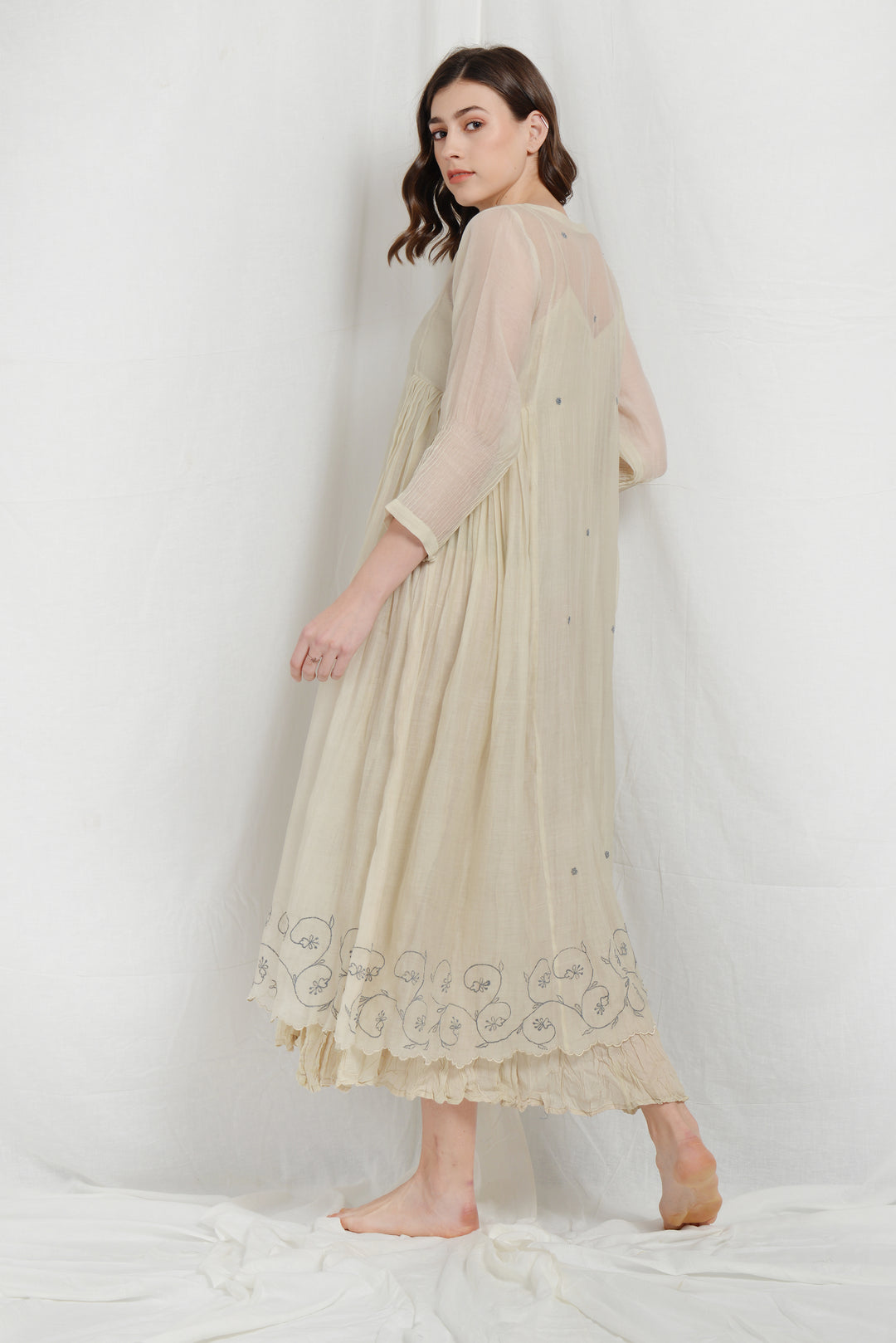 NORA  SILK PLEATED OVERLAY DRESS