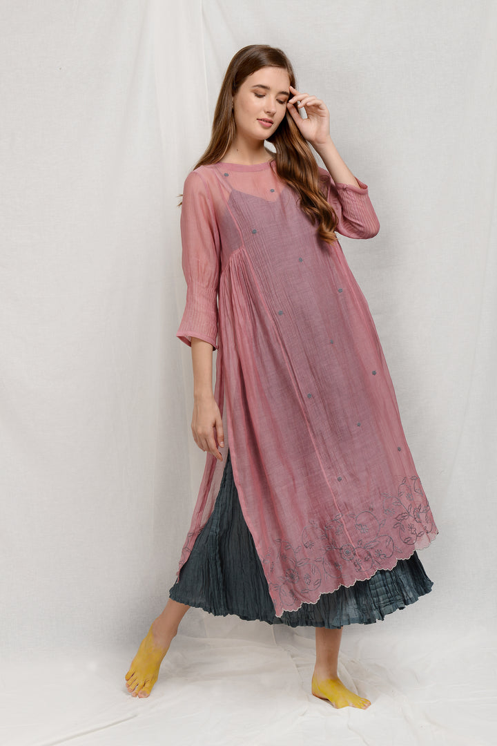 NANCY SILK OVERLAY DRESS